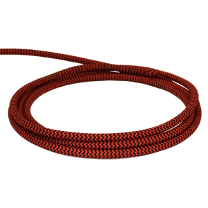 Cable textil rayado rojo-negro