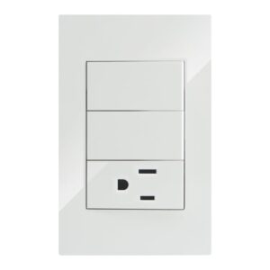 APAGADOR DOBLE CON CONTACTO SENCILLO BLANCO PREMIUM