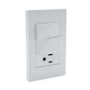 APAGADOR DOBLE CON CONTACTO SENCILLO BLANCO PREMIUM