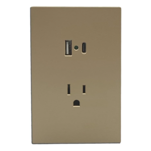 CONTACTO SENCILLO Y CONVERTIDOR USB TIPO A Y C DORADO